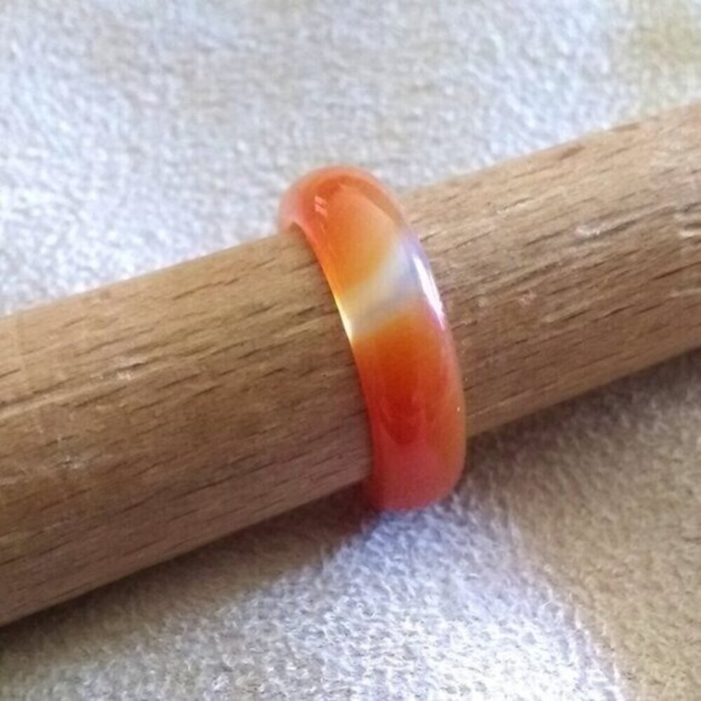 Tangerine & Orange! Banded Agate Stone Band Sz 7 ~ Friendship Ring ~ Stack Rings